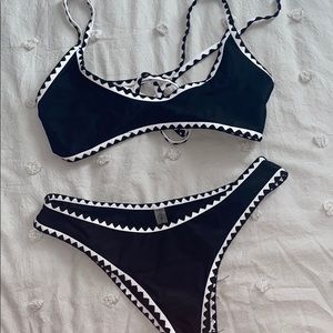 Black and White Crochet Bikini Set